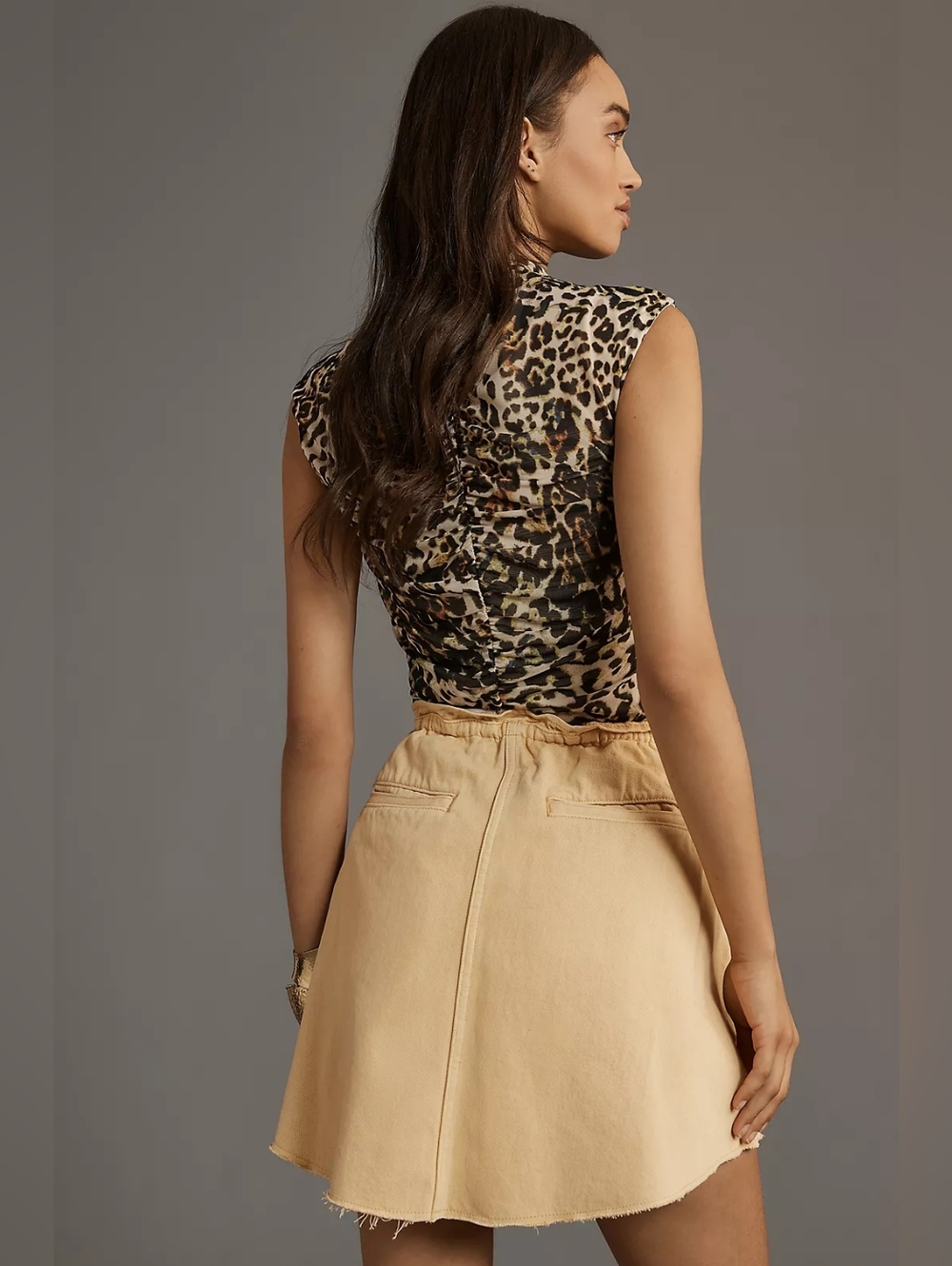 Pilcro Anthropologie Reworked Denim Skater Mini Skirt S - Picture 3 of 11